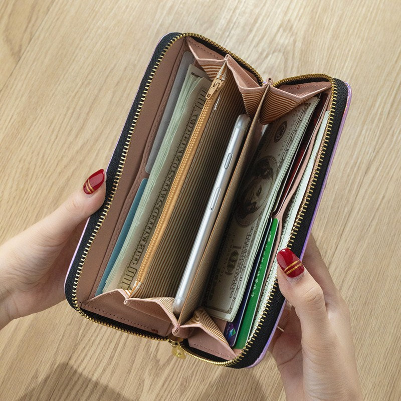Wholesale Laser Long and Large Capacity PU Wallets